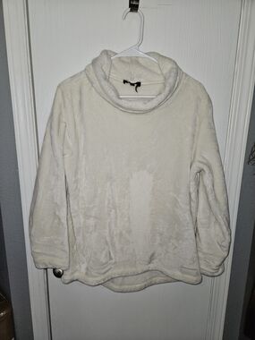 DKNY Cream Plush Funnel Neck Pullover